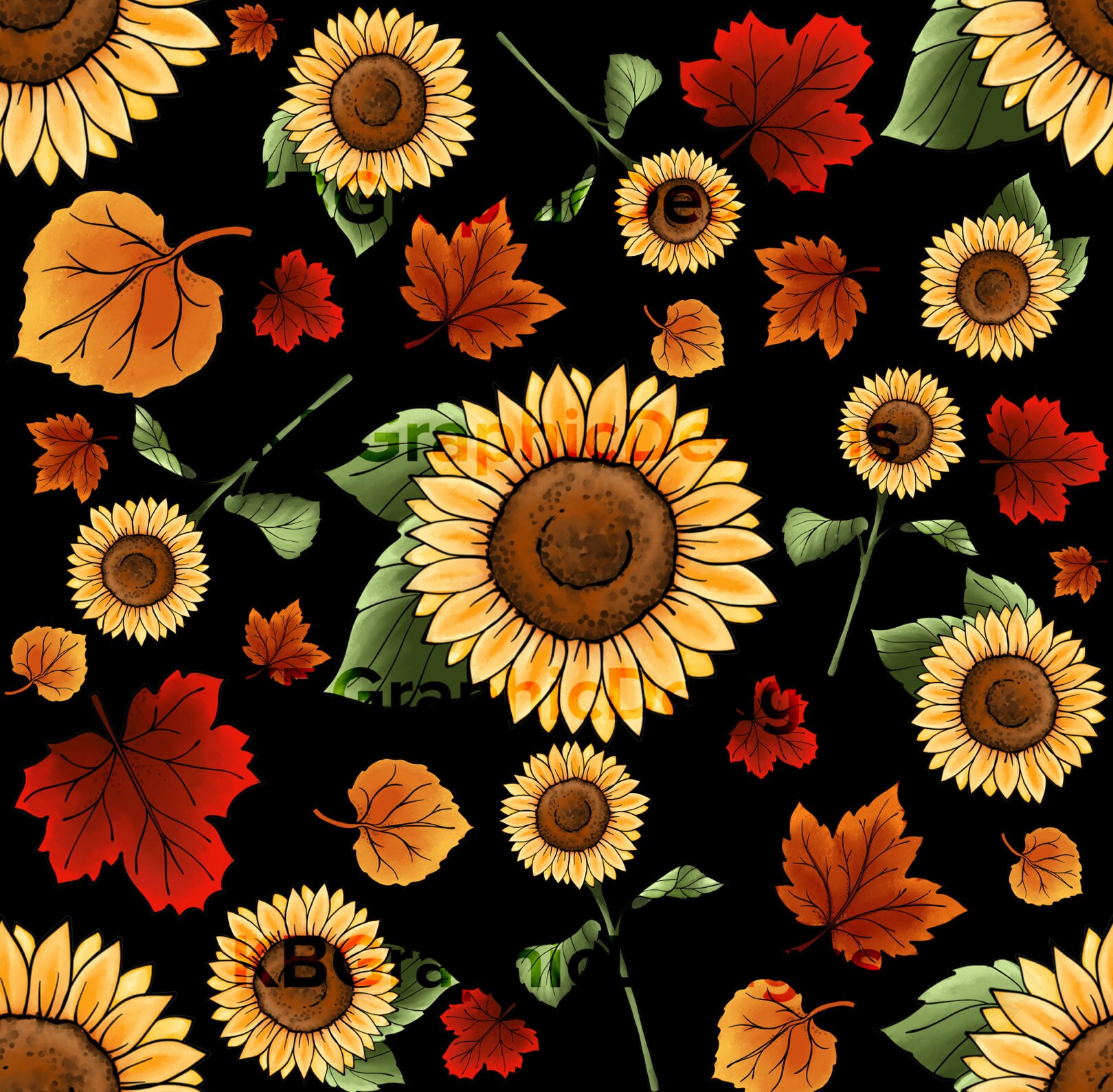 Sunflower Fall Floral Seamless Pattern - Etsy