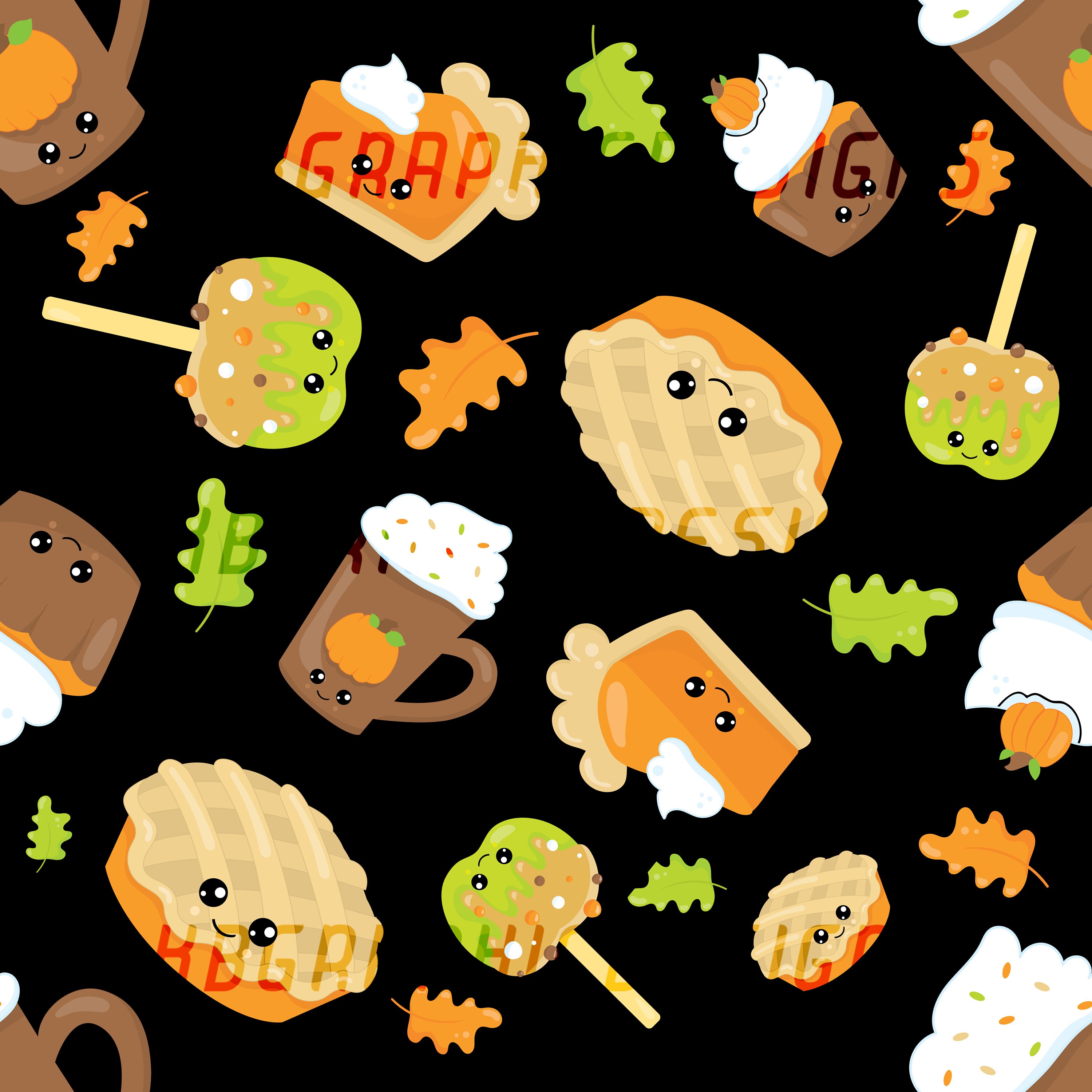 Black Fall Snacks Seamless Pattern - Etsy