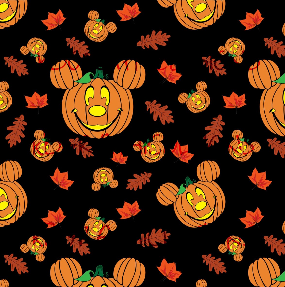Black Mickey Pumpkin Seamless Pattern Etsy