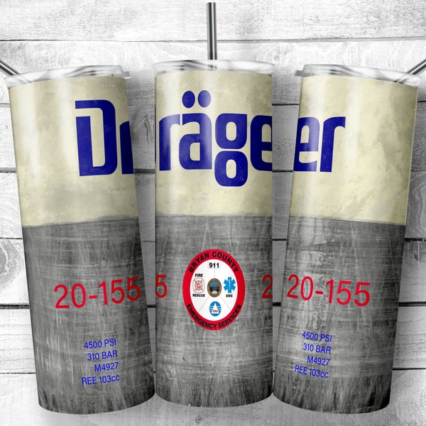 Drager Air Pak 20oz Straight And Tapered Tumbler Templet Design PNG File