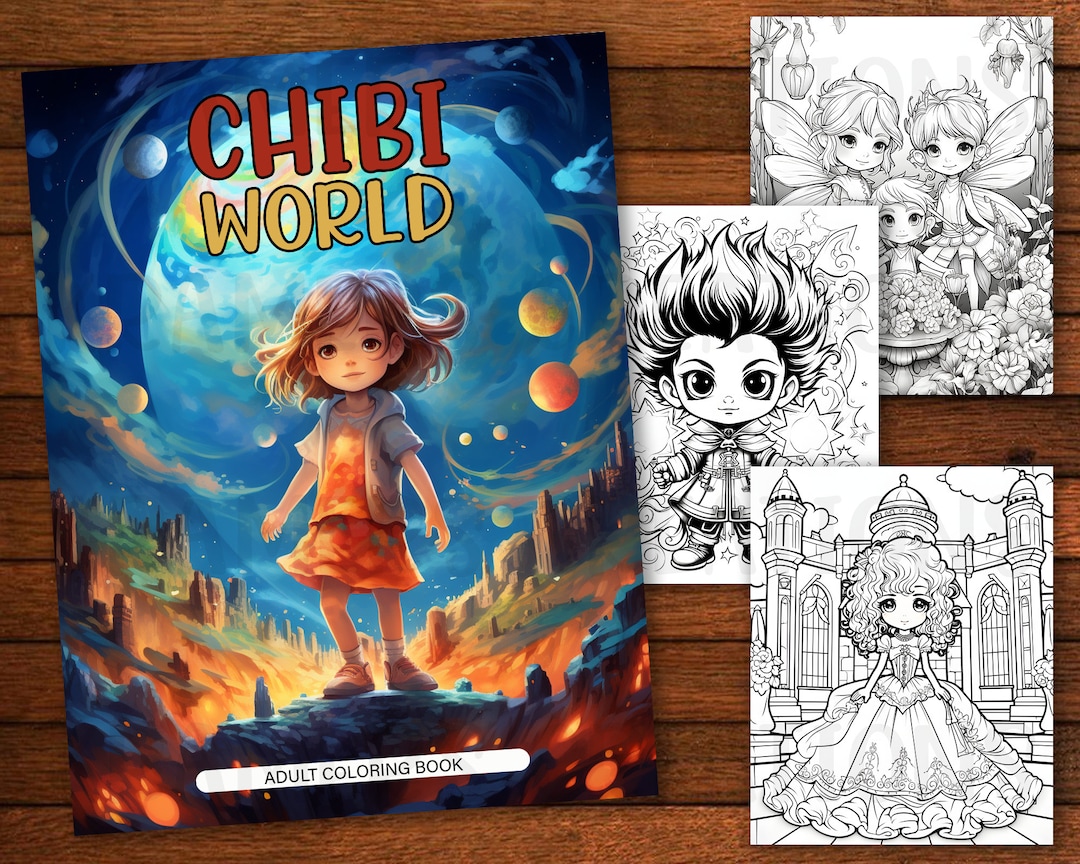 Chibi World Downloadable Coloring Book 50 Grey Scale Pages - Etsy