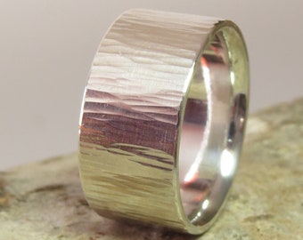 Silver ring with hammer finish