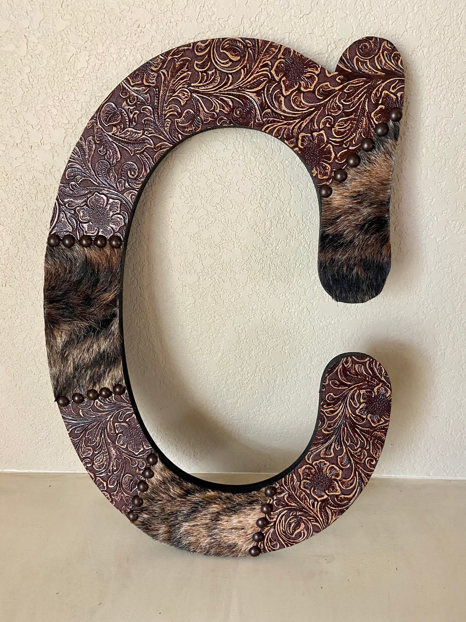 CUSTOM 18 embossed leather and cowhide wood letters Etsy