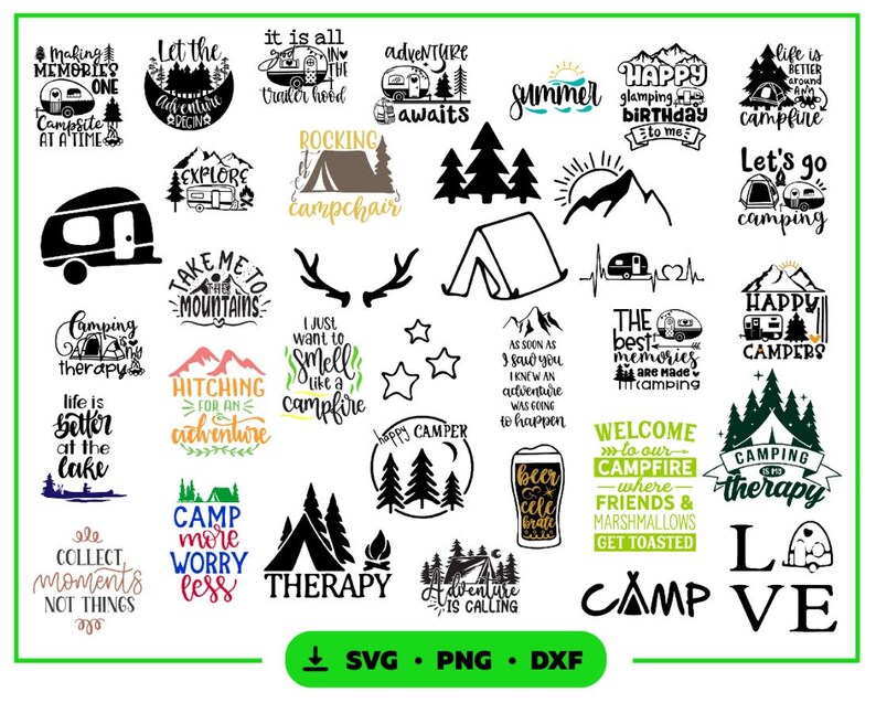 Summer Adventure Camping Svg Pack Mountains Svg Trees Forest Svg Vector Collection Adventures Bundle Clipart Bundle Hiking Svg Set Art Collectibles Drawing Illustration Kientructhanhdat Com