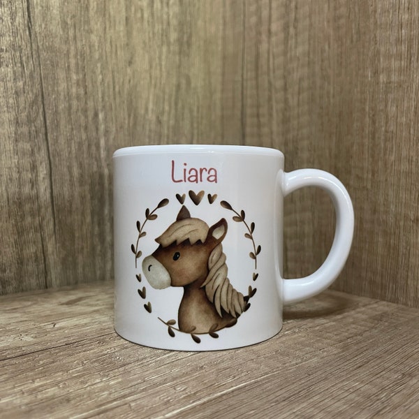 Kinderbecher personalisiert, Kindertasse, Kunststofftasse, Kindergarten, Pferd