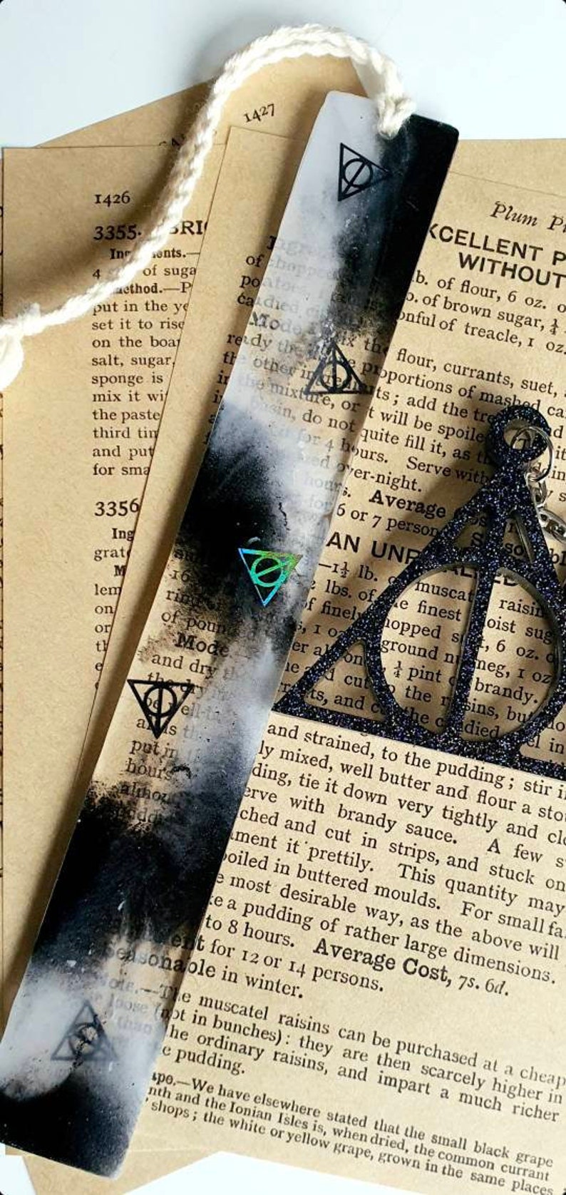 Resin Deathly hallows bookmark and keychain