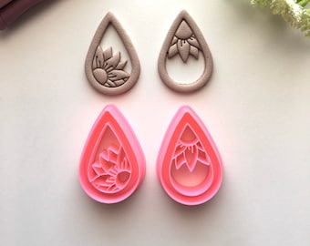 Embossed Flower Teardrop Cutter: Polymer Clay Earring Tool