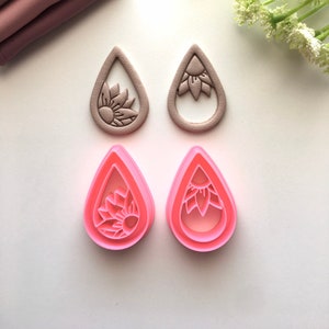 Embossed Flower Teardrop Cutter: Polymer Clay Earring Tool