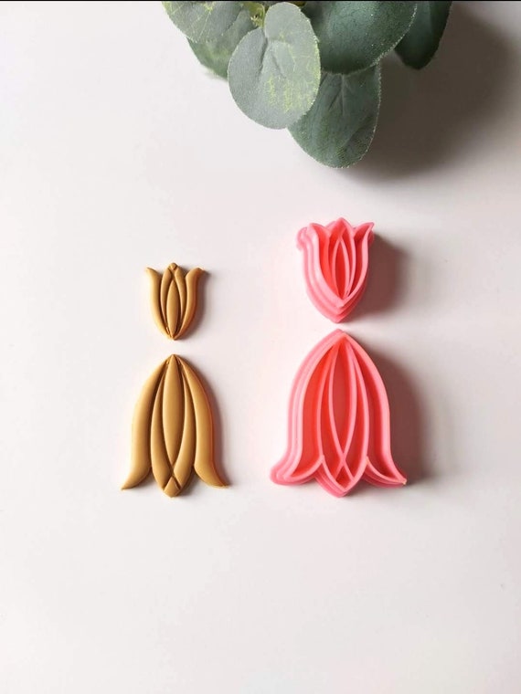 Embossed Tulip Cutter Set: Polymer Clay Earring Tools