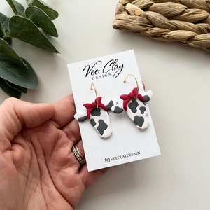 Cute Cow Polymer Clay Earrings Sets⎟Botanical Earrings⎟Boho⎟Statement Earrings⎟Floral⎟Handmade⎟Lightweight⎟Vee Clay Design (16)
