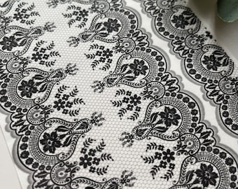 Black Lace Image Transfer Paper (1 Sheet) B8 / Polymer Clay Tools / Jewellery / Earring Making / Clay Tools / Floral / Botanical