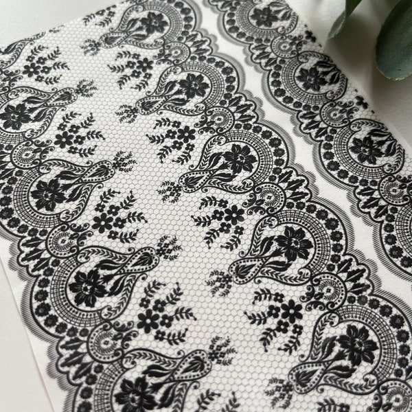 Black Lace Image Transfer Paper (1 Sheet) B8 / Polymer Clay Tools / Jewellery / Earring Making / Clay Tools / Floral / Botanical