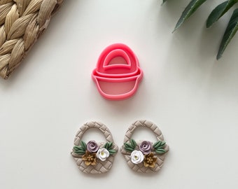 Basket Polymer Clay Cutter for Earring Making 35mm - VeeClayDesign Shop - Floral, Boho, Botanical, Woven