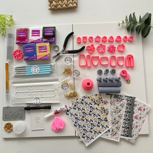 Ultimate Clay Starter Kit by VeeClayDesign -- Polymer Clay Cutters, Tools, Earring Making, Moulds