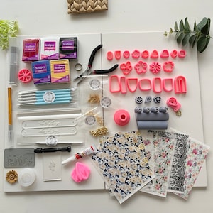 Ultimate Clay Starter Kit by VeeClayDesign -- Polymer Clay Cutters, Tools, Earring Making, Moulds