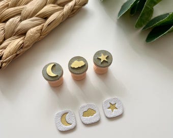 Mini Moon, Star & Cloud Stamps: Polymer Clay Jewelry Tools