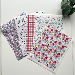 Paquete de papel de transferencia con imágenes florales para arcilla polimérica: Estampados botánicos (5 hojas) B5
