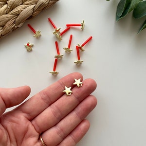 Star Studs (2 Pcs) / Jewellery Findings / Clay Tools / Raw Brass