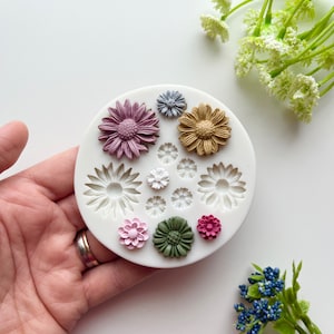 7 Flower Mould Bouquet / Polymer Clay Cutters / Micro Cutters / Earring Making / Clay Tools/ Polymer Clay Moulds/ Floral/ Roses & Flowers image 3
