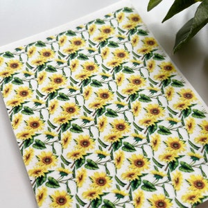 Carta per trasferimento immagini girasoli (1 foglio) B10/Strumenti in argilla polimerica/Gioielli/Creazione di orecchini/Strumenti in argilla/Floreale/Botanico