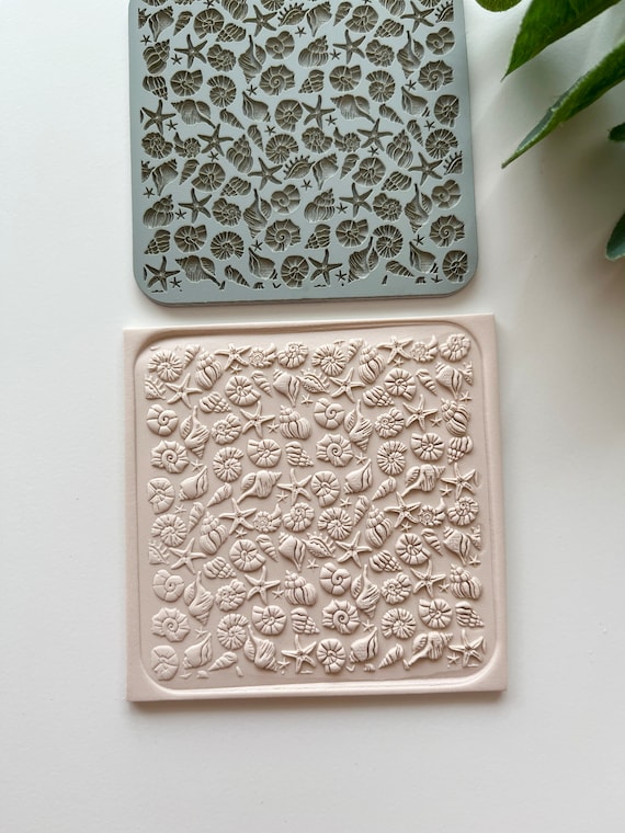 CHGCRAFT Tappetino Texture Per Argilla Con Motivo Conchiglie Oceaniche, 10x6.6 Cm, Per Gioielli In Argilla Polimerica E Orecchini