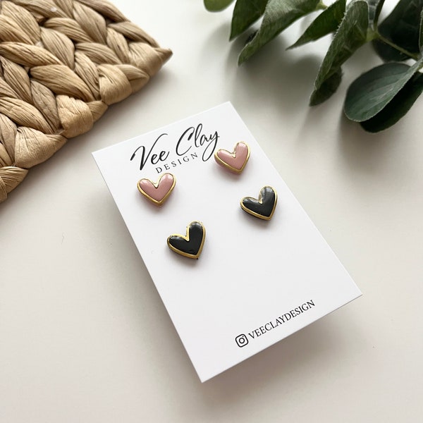 Glazed Hearts Earrings Polymer Clay⎟Botanical Earrings⎟Polymer Clay Earrings⎟Statement Earrings⎟Floral⎟Handmade⎟Lightweight