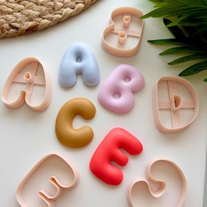 Bubble Alphabet 50mm Clay Cutters: Polymer Earring Making Tool (50mm/ 2")