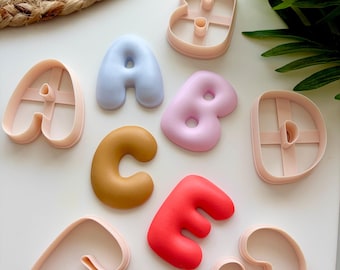 Bubble Alphabet Clay Cutters: Polymer Earring Making Tool (50mm/ 2")