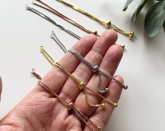Adjustable Bracelet Slider Chain: Gold, Rose Gold, or Silver (1 Pcs)
