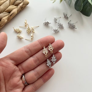 Cz Art Deco 18K Gold & Silver Studs (2 Pcs) / Polymer Clay Tools / Jewellery Tools / Jewellery Findings / Clay Tools / Brass Charm