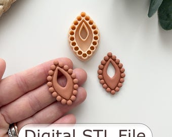 Cortador de argila polimérica em formato de gota com borda de miçangas - Arquivo STL digital