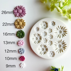 7 Flower Mould Bouquet / Polymer Clay Cutters / Micro Cutters / Earring Making / Clay Tools/ Polymer Clay Moulds/ Floral/ Roses & Flowers image 2