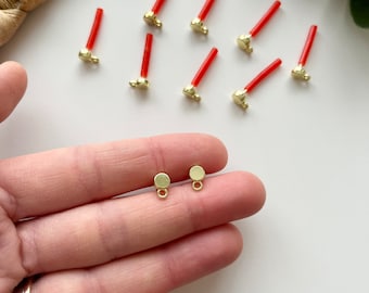 Flat Circle Stud Earring Component (2 Pcs) - Zinc Alloy Jewelry Findings