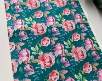 Pink Peony Image Transfer Paper: Polymer Clay Jewelry (1 Sheet) B3