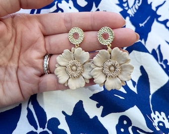Polymer Clay Poppy Earrings: Handmade Floral Dangles