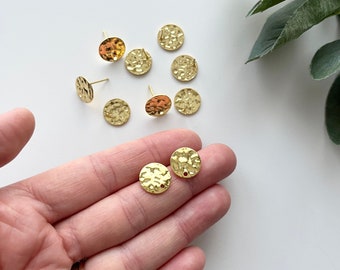 Hammered Circle Studs (2 Pcs) / Polymer Clay Tools / Jewellery Tools / Jewellery Findings / Clay Tools / Brass Charm / Raw Brass