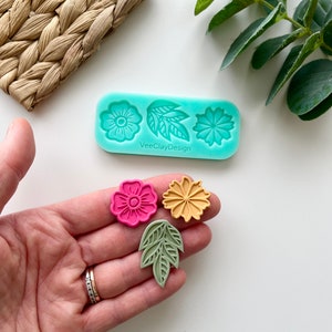 Flower Mould Collections for Polymer Clay Earring Making 2 Versions Flower Collection #1