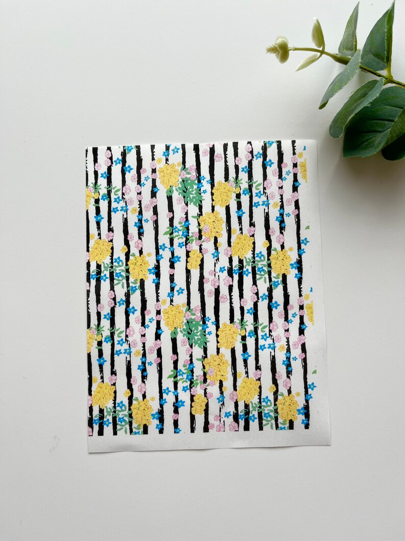 Stripy Mimosa Flower Image Transfer Paper: Polymer Clay Jewelry (1 Sheet) B1 image 2