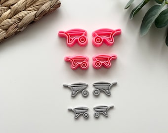 Schubkarre Ausstechform aus Polymer Clay zur Ohrringherstellung (Summer Garden Collection - VeeClayDesign Shop)