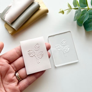 Monstera Leaf Acrylic Debossing Stamp: Polymer Clay Tool