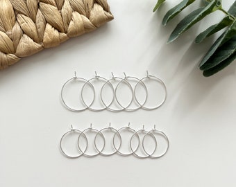 Silver Earring Hoops (10 Pcs) 25mm or 20mm / Polymer Clay Tools / Jewellery making / Jewellery Findings / Brass Charm / Raw Brass