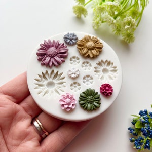 7 Flower Mould Bouquet / Polymer Clay Cutters / Micro Cutters / Earring Making / Clay Tools/ Polymer Clay Moulds/ Floral/ Roses & Flowers image 4