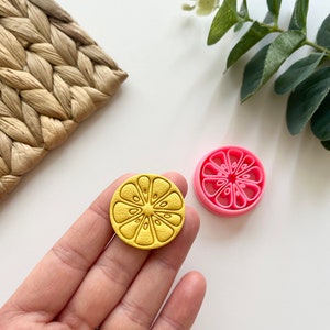 Embossed Lemon Clay Cutter: Polymer Clay Earring Tool (31mm)