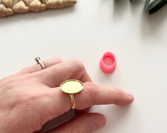 Oval Ring Base 18mm and Cutter - Boho- Floral- Polymer Clay Earrings- VeeClayDesign Shop