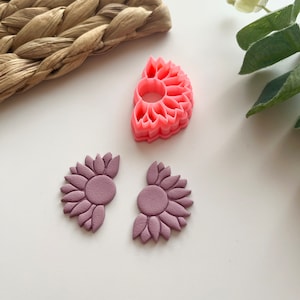Half Sunflower Embossed Clay Cutter / Polymer Clay Tools / Jewellery Tools / Spring Earrings /Earring Making / Clay Tools