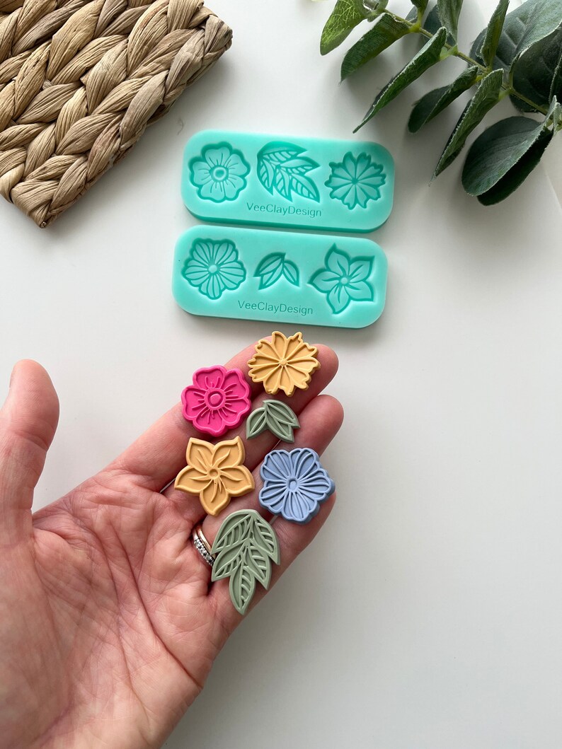 Flower Mould Collections for Polymer Clay Earring Making 2 Versions image 2