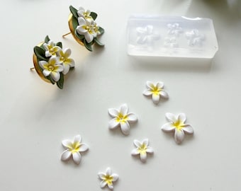 Molde de silicone Mini Frangipani: Confecção de brincos de argila polimérica
