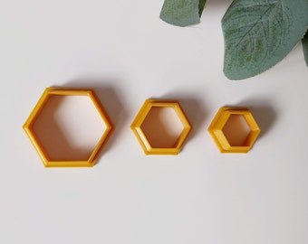 Hexagon Polymer Clay Shape Cutters⎥Set of 3; 14mm, 18mm, 28mm⎥ Earring Making ⎥ Jewellery Making⎥Clay Tools⎥Jewellery Tools⎥