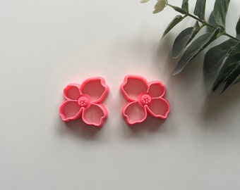 Statement 4 Petal Flower Mirrored Clay Cutter 45mm / Polymer Clay Tools / Jewellery Tools / Earring Making / Clay Tools