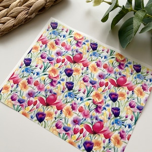 Carta per trasferimento immagini Spring #8 (1 foglio) B17-4 / Strumenti di argilla polimerica / Gioielli / Creazione di orecchini / Strumenti di argilla / Floreale / Botanico
